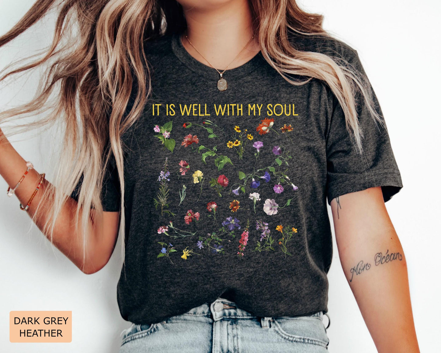 Boho Christian Wildflower Shirt, It Is Well With My Soul, Garden Lover Women Shirt