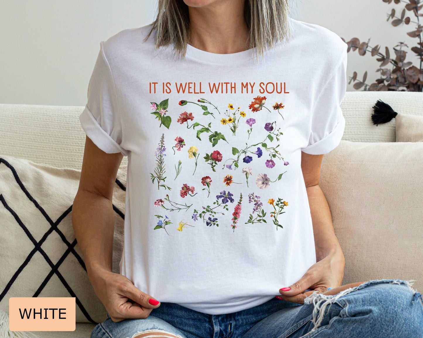 Boho Christian Wildflower Shirt, It Is Well With My Soul, Garden Lover Women Shirt