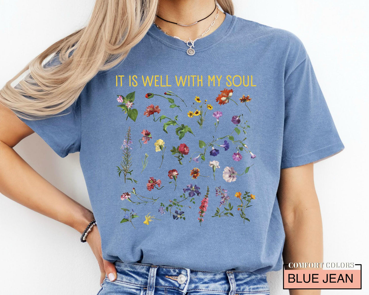 Boho Christian Wildflower Shirt, It Is Well With My Soul, Garden Lover Women Shirt