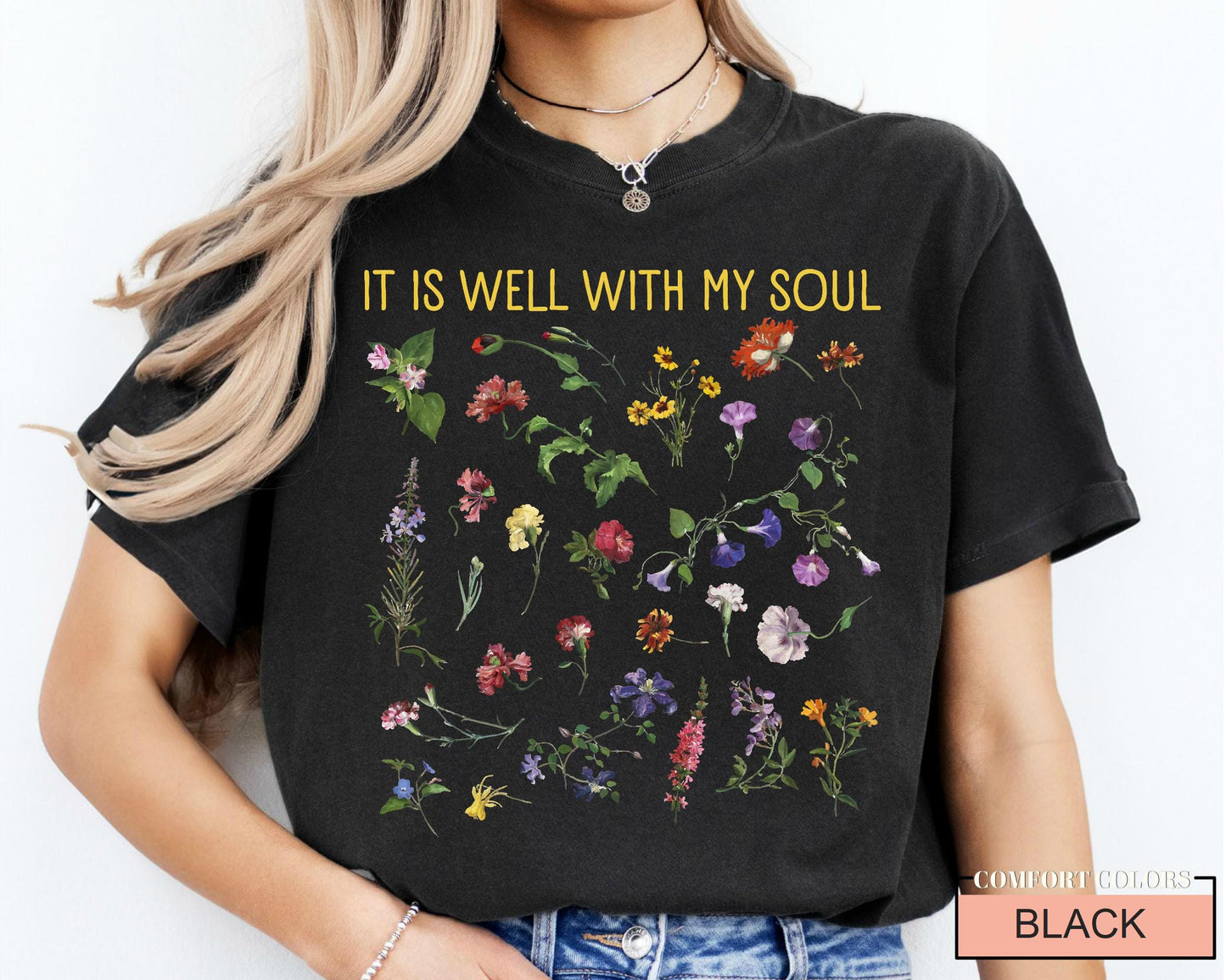 Boho Christian Wildflower Shirt, It Is Well With My Soul, Garden Lover Women Shirt