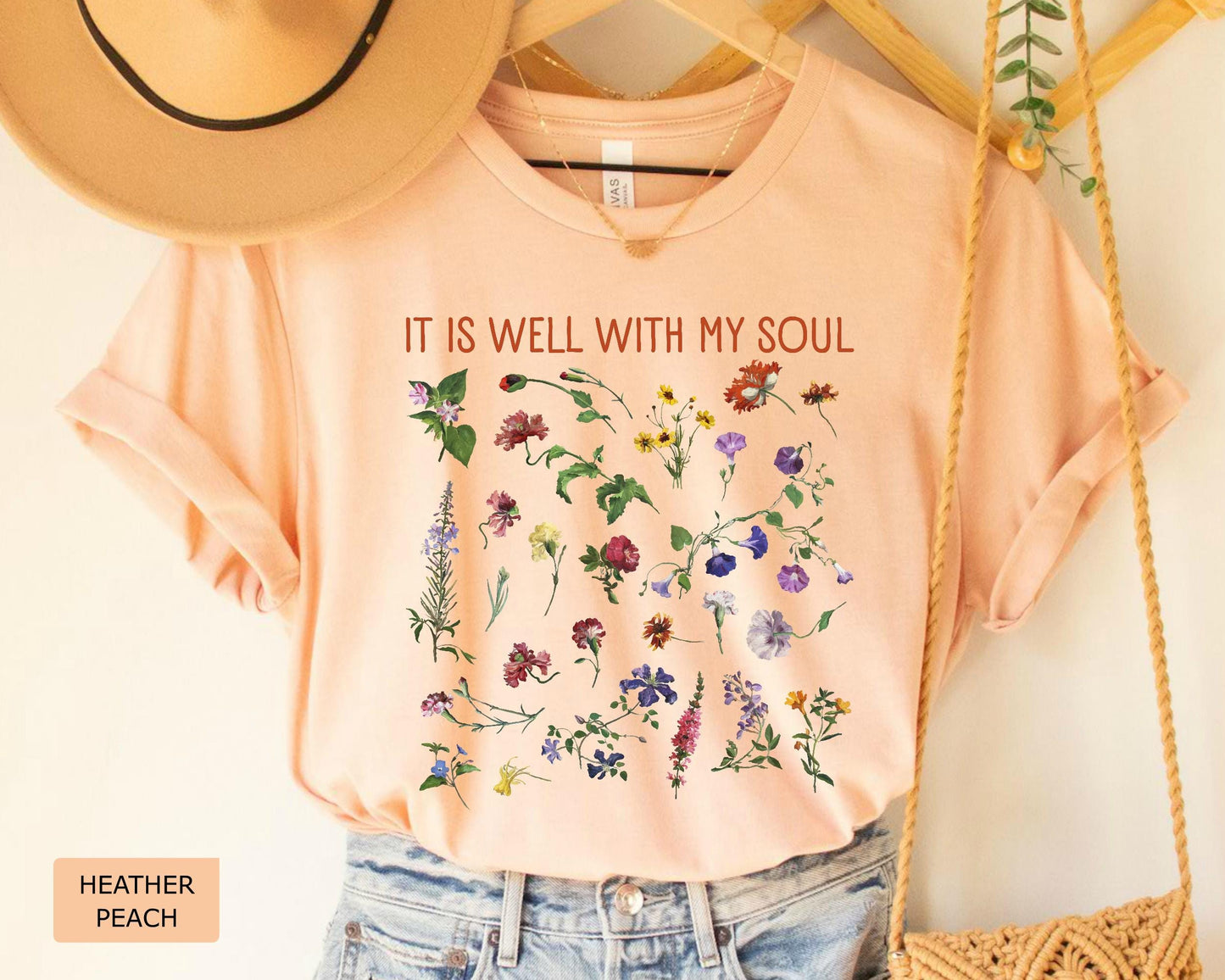 Boho Christian Wildflower Shirt, It Is Well With My Soul, Garden Lover Women Shirt