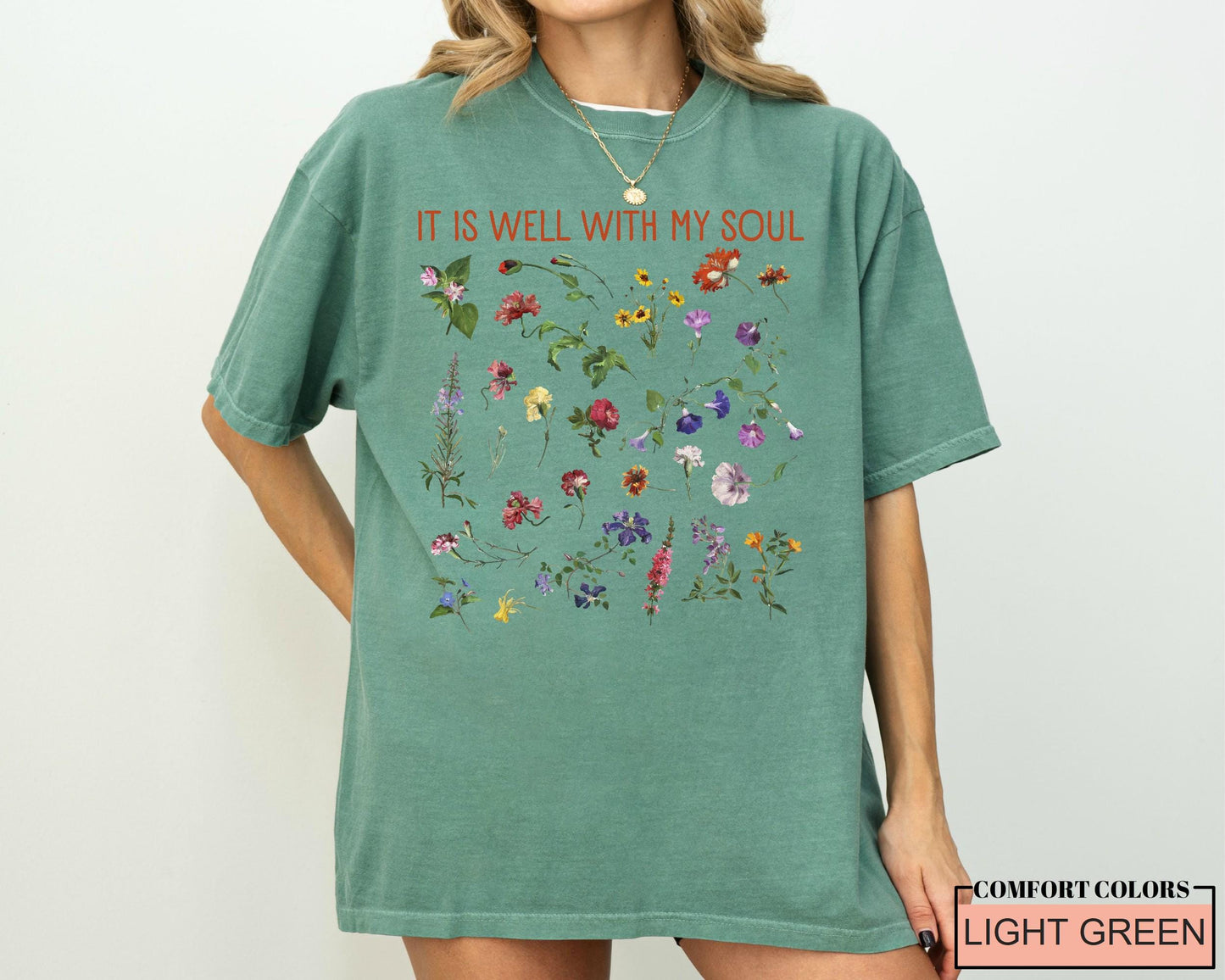 Boho Christian Wildflower Shirt, It Is Well With My Soul, Garden Lover Women Shirt