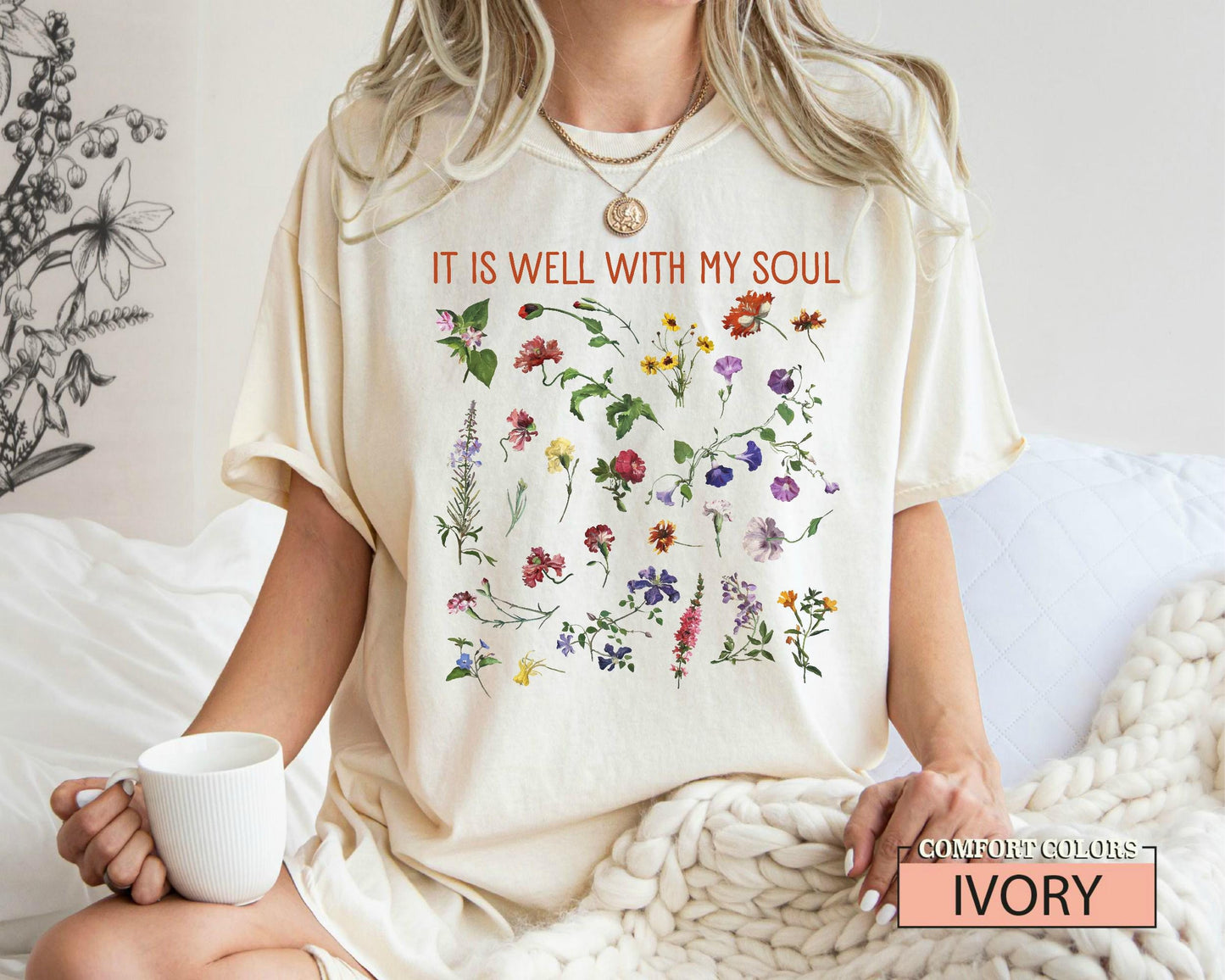 Boho Christian Wildflower Shirt, It Is Well With My Soul, Garden Lover Women Shirt