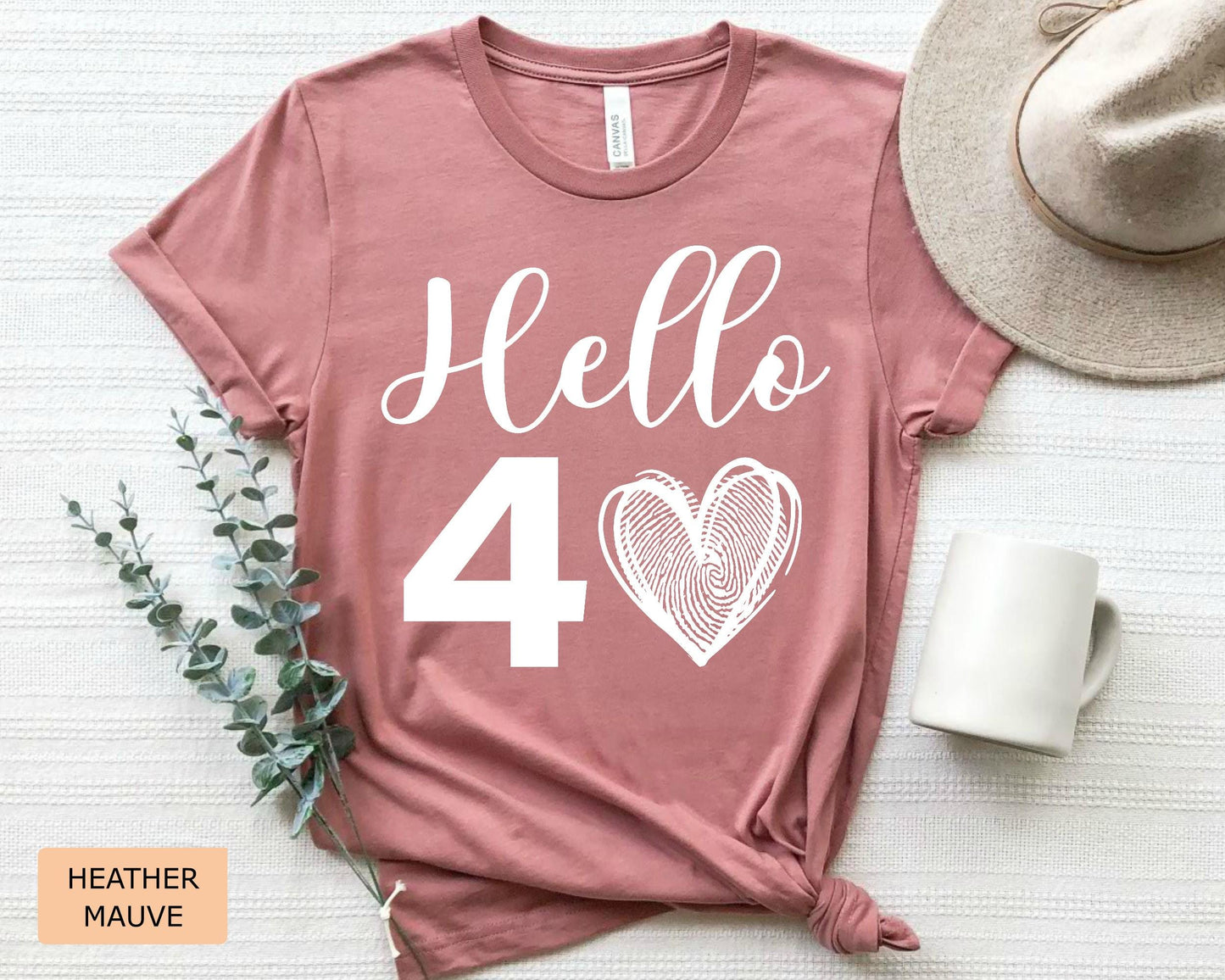 40th Birthday Women Tee Shirt : Hello 40 Year Heart Tee