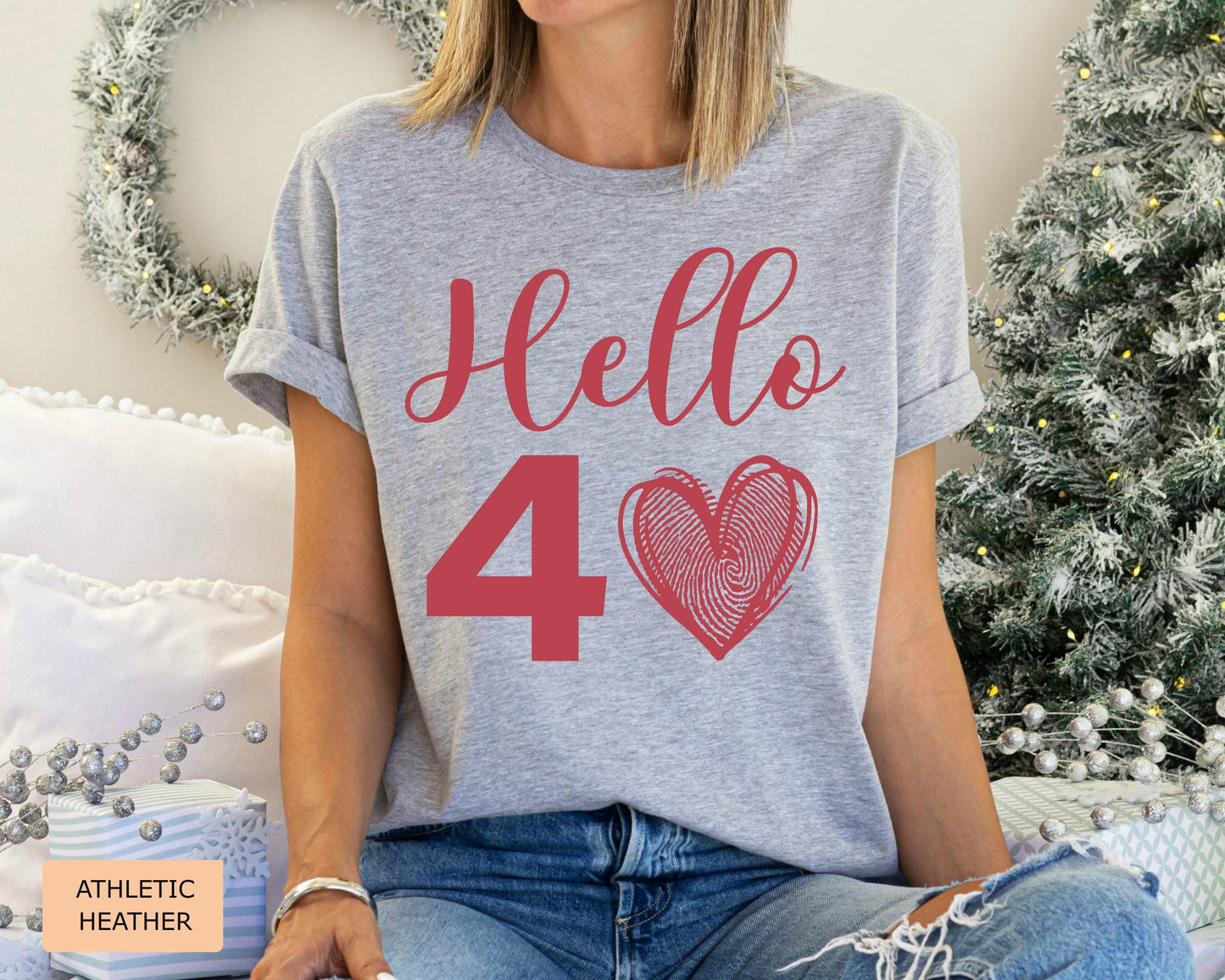 40th Birthday Women Tee Shirt : Hello 40 Year Heart Tee