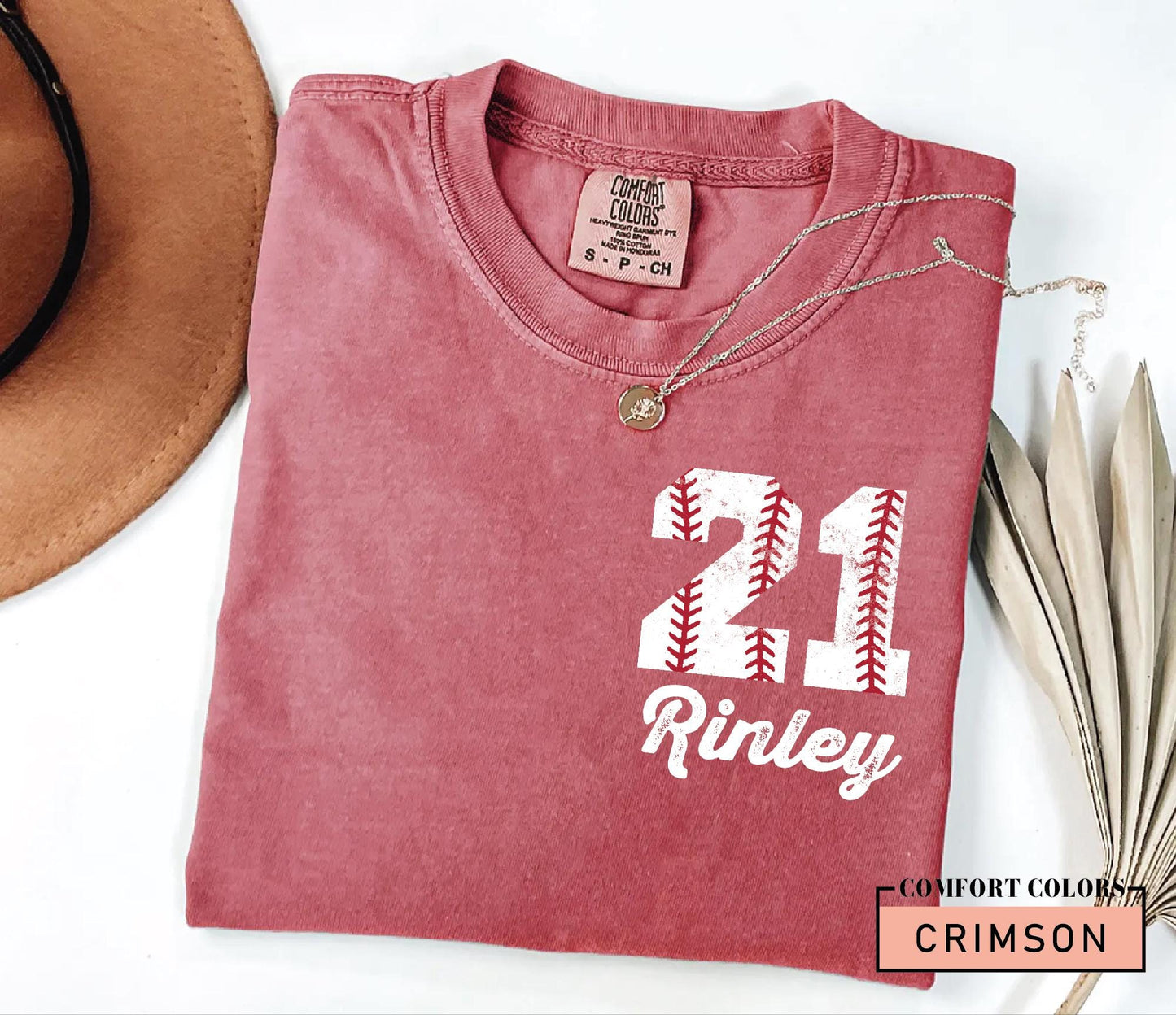 Custom Baseball Number Comfort Colors Shirt, School Spirit Team Tee