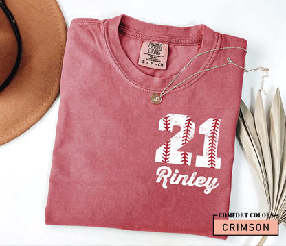 Custom Baseball Number Comfort Colors Shirt, School Spirit Team Tee