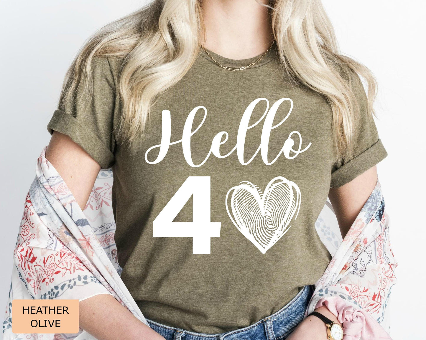40th Birthday Women Tee Shirt : Hello 40 Year Heart Tee
