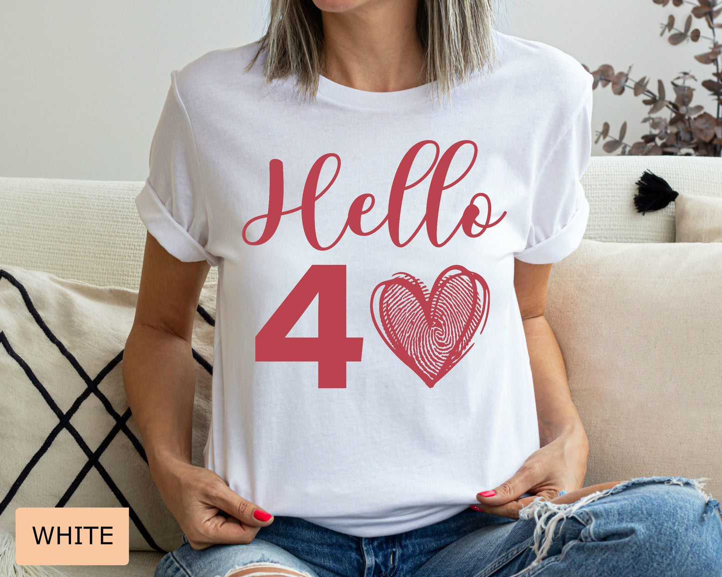 40th Birthday Women Tee Shirt : Hello 40 Year Heart Tee