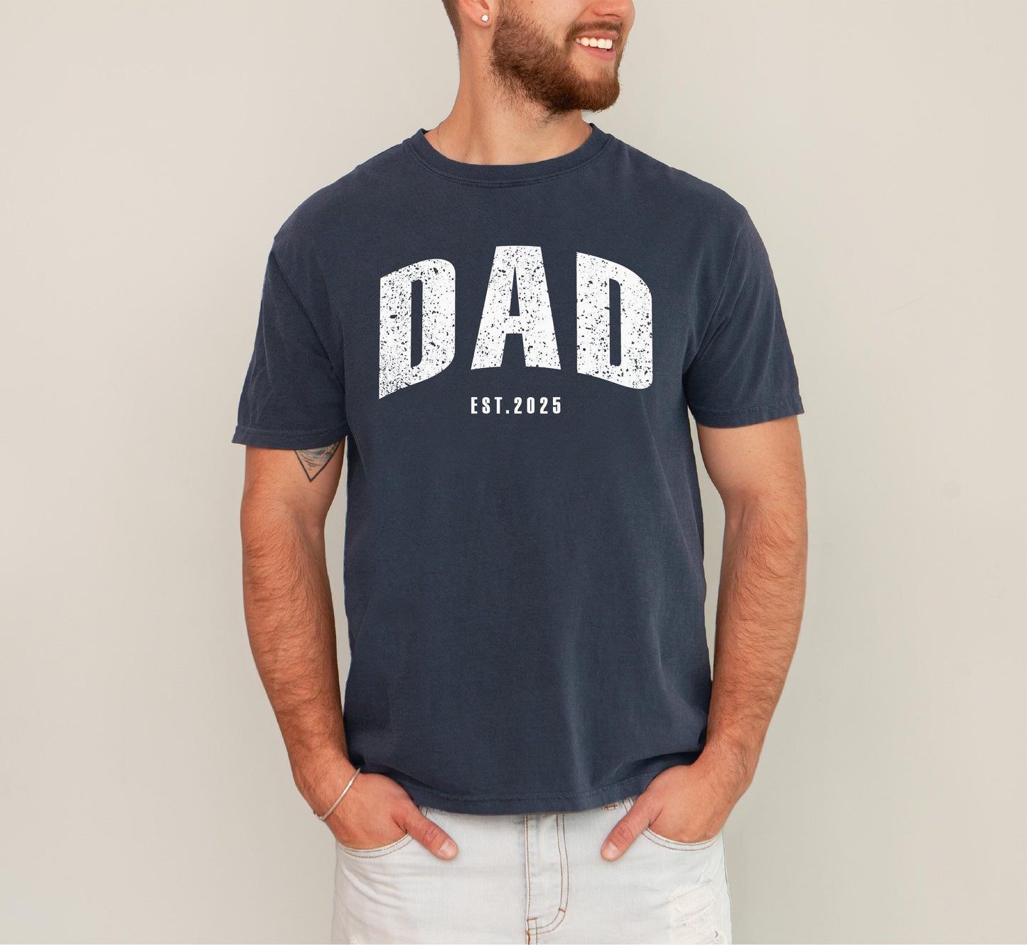 Custom Dad Est. Year Comfort Colors Shirt - New Dad Gift