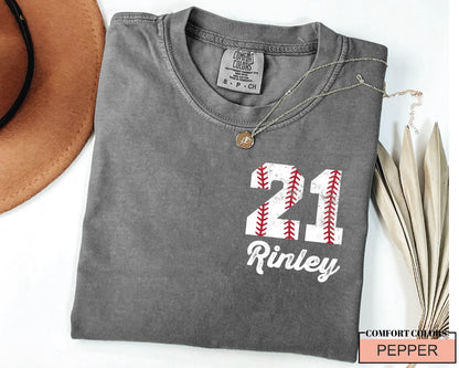 Custom Baseball Number Comfort Colors Shirt, School Spirit Team Tee