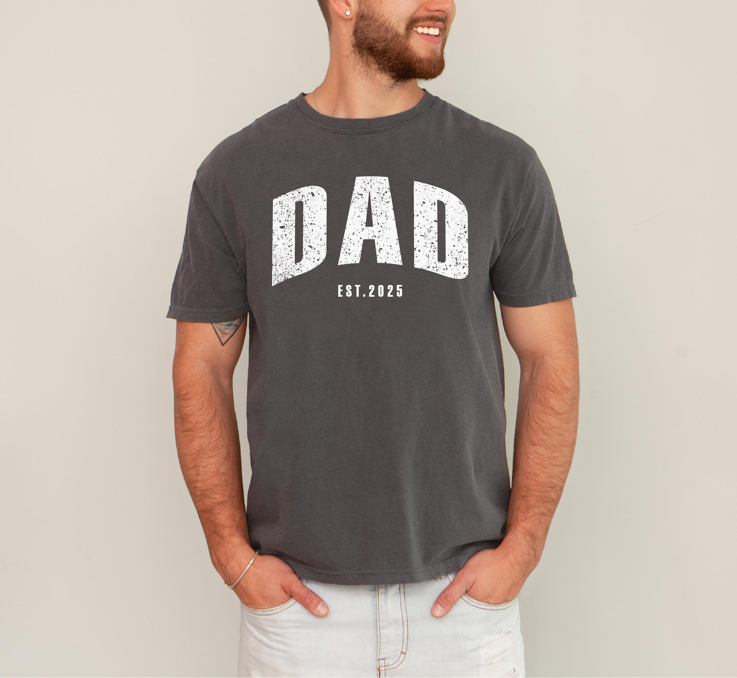 Custom Dad Est. Year Comfort Colors Shirt - New Dad Gift