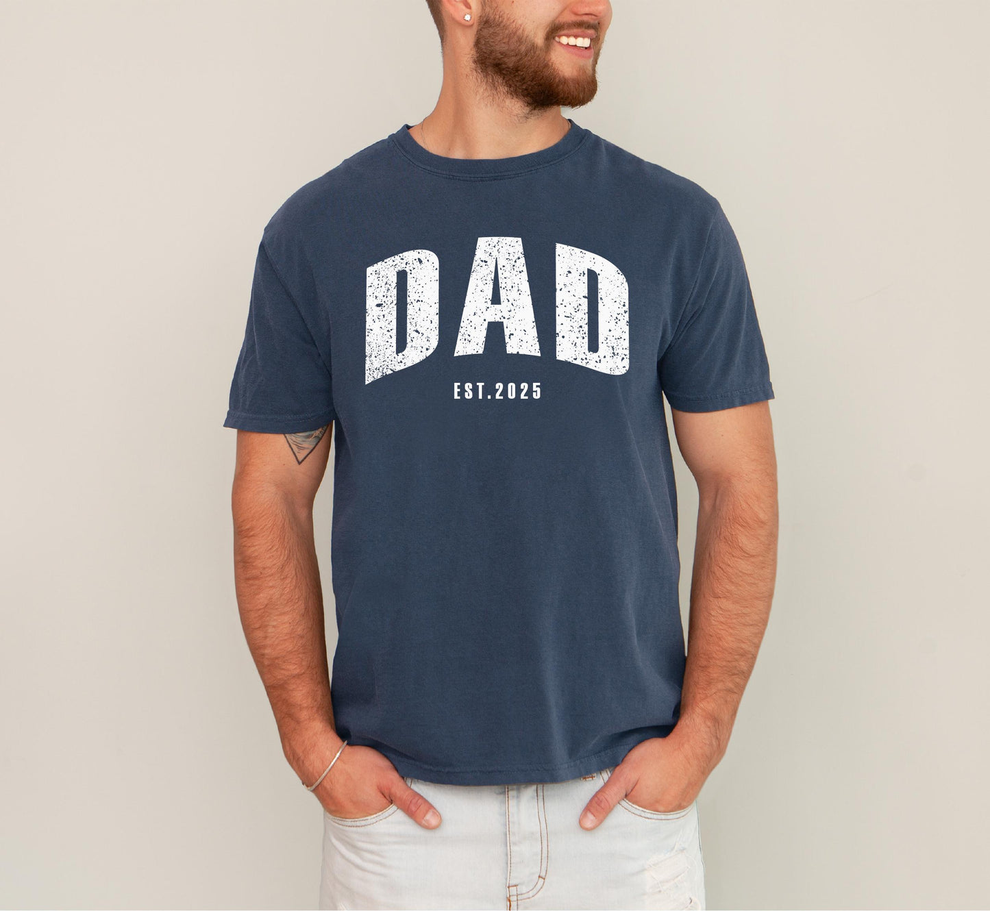 Custom Dad Est. Year Comfort Colors Shirt - New Dad Gift