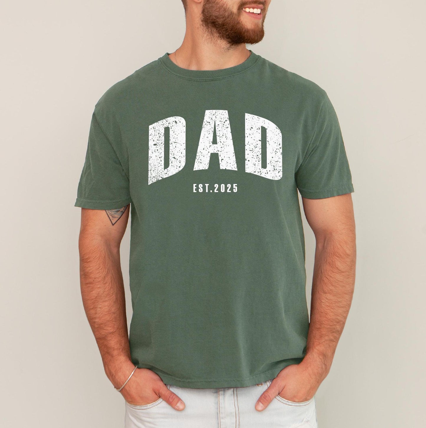 Custom Dad Est. Year Comfort Colors Shirt - New Dad Gift