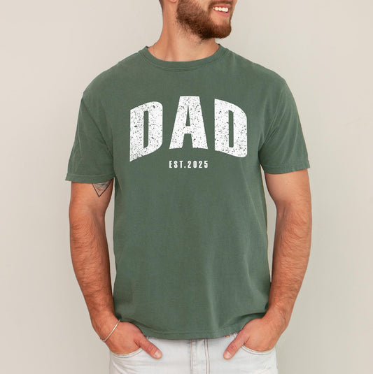 Custom Dad Est. Year Comfort Colors Shirt - New Dad Gift