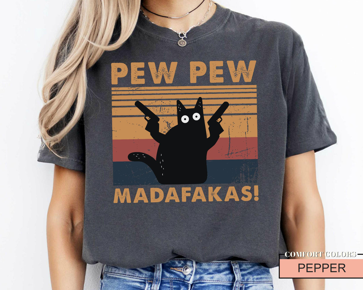 Pew Pew Madafakas Cat T-Shirt - Funny Animal Lover Tee