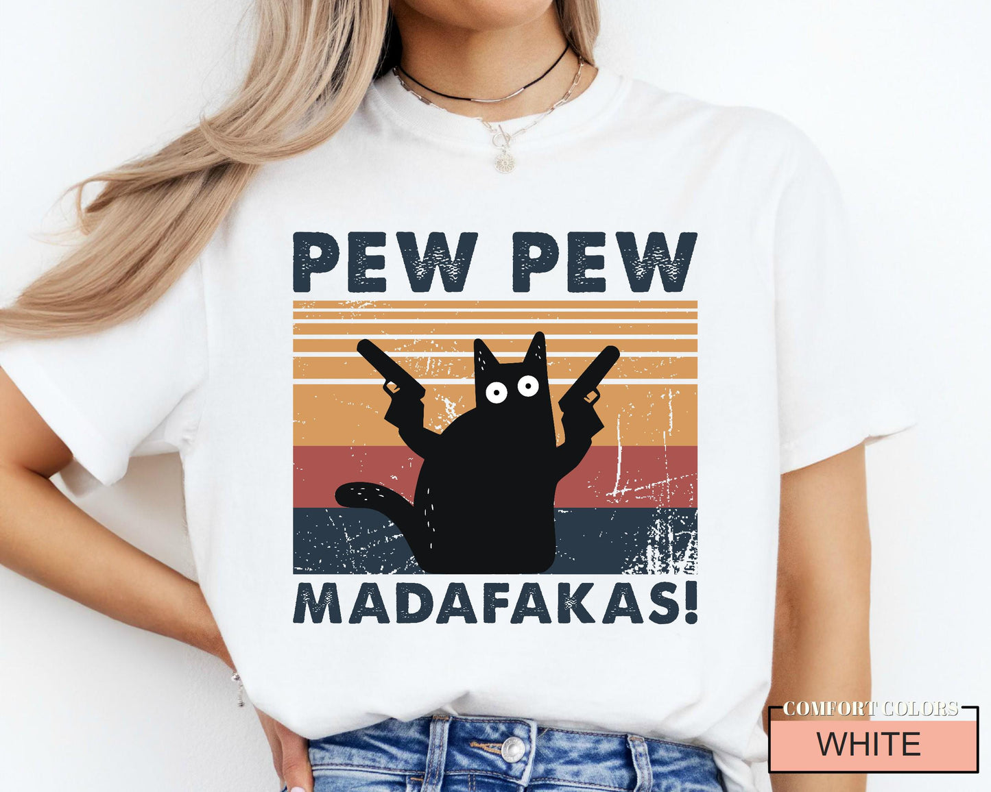 Pew Pew Madafakas Cat T-Shirt - Funny Animal Lover Tee