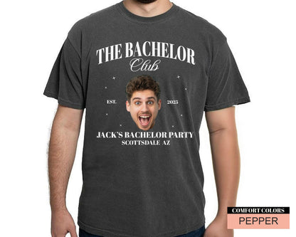 Personalized Bachelor Party Shirt with Groom Photo: Custom Comfort Colors Tee