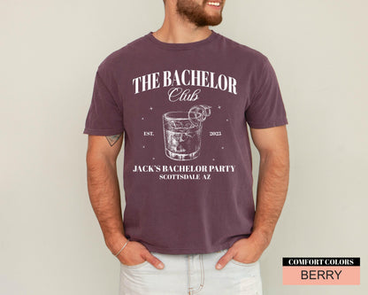 Custom Bachelor Club Shirt : Personalized Groom's Name Location and Year