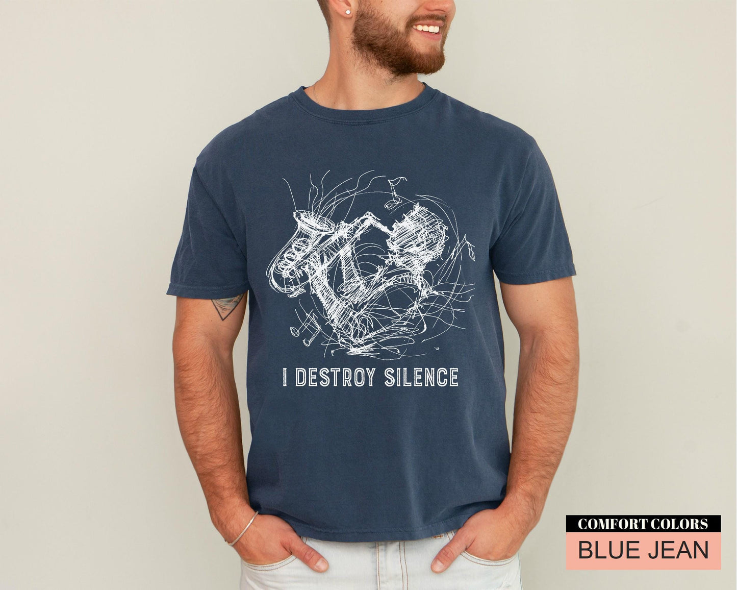 Funny Saxophone Player T-Shirt, I Destroy Silence, Brass Band