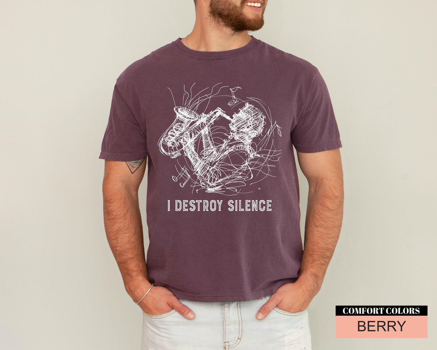 Funny Saxophone Player T-Shirt, I Destroy Silence, Brass Band