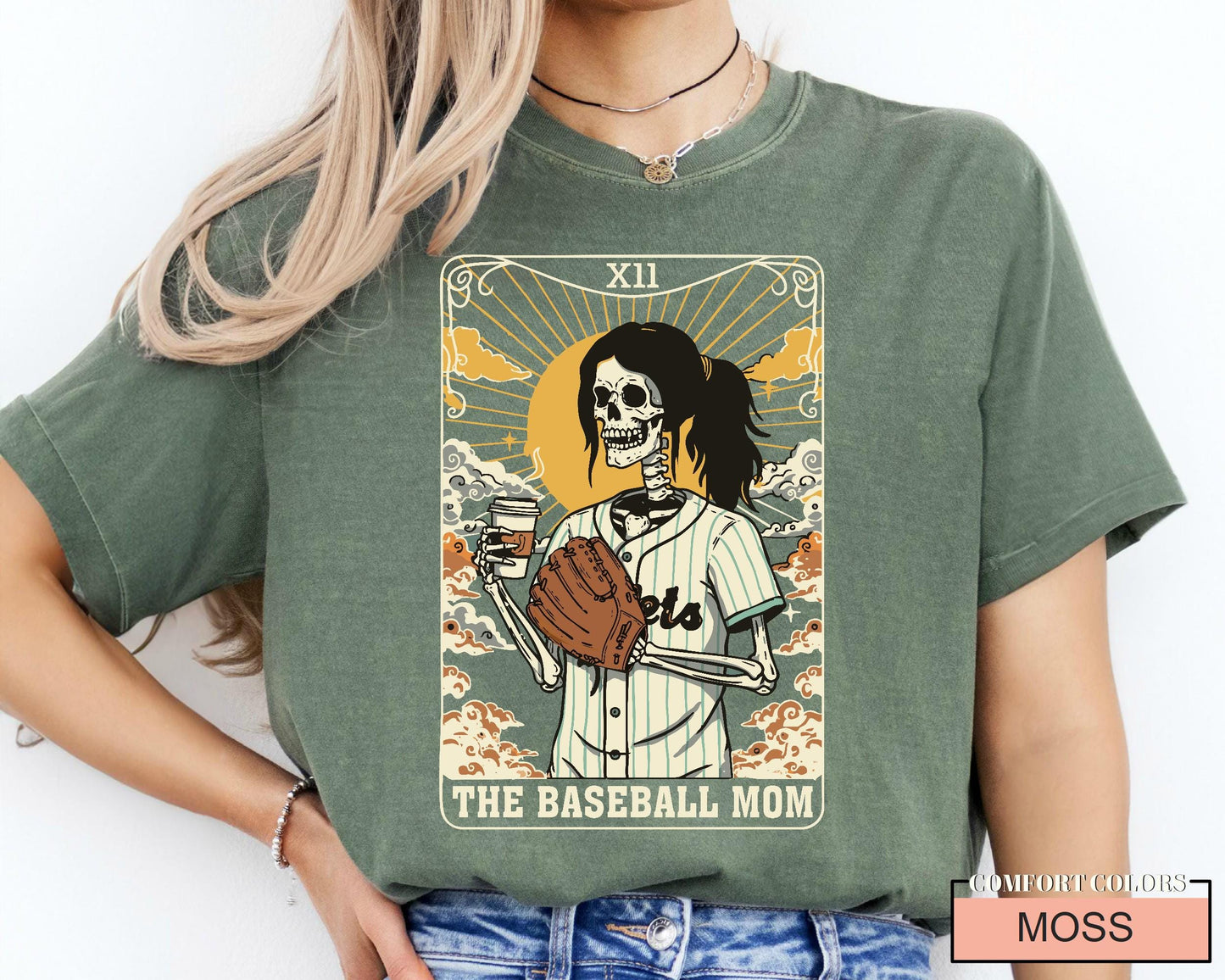 Skeleton Baseball Mom Shirt: Funny Coffee Lover Mama Outfit
