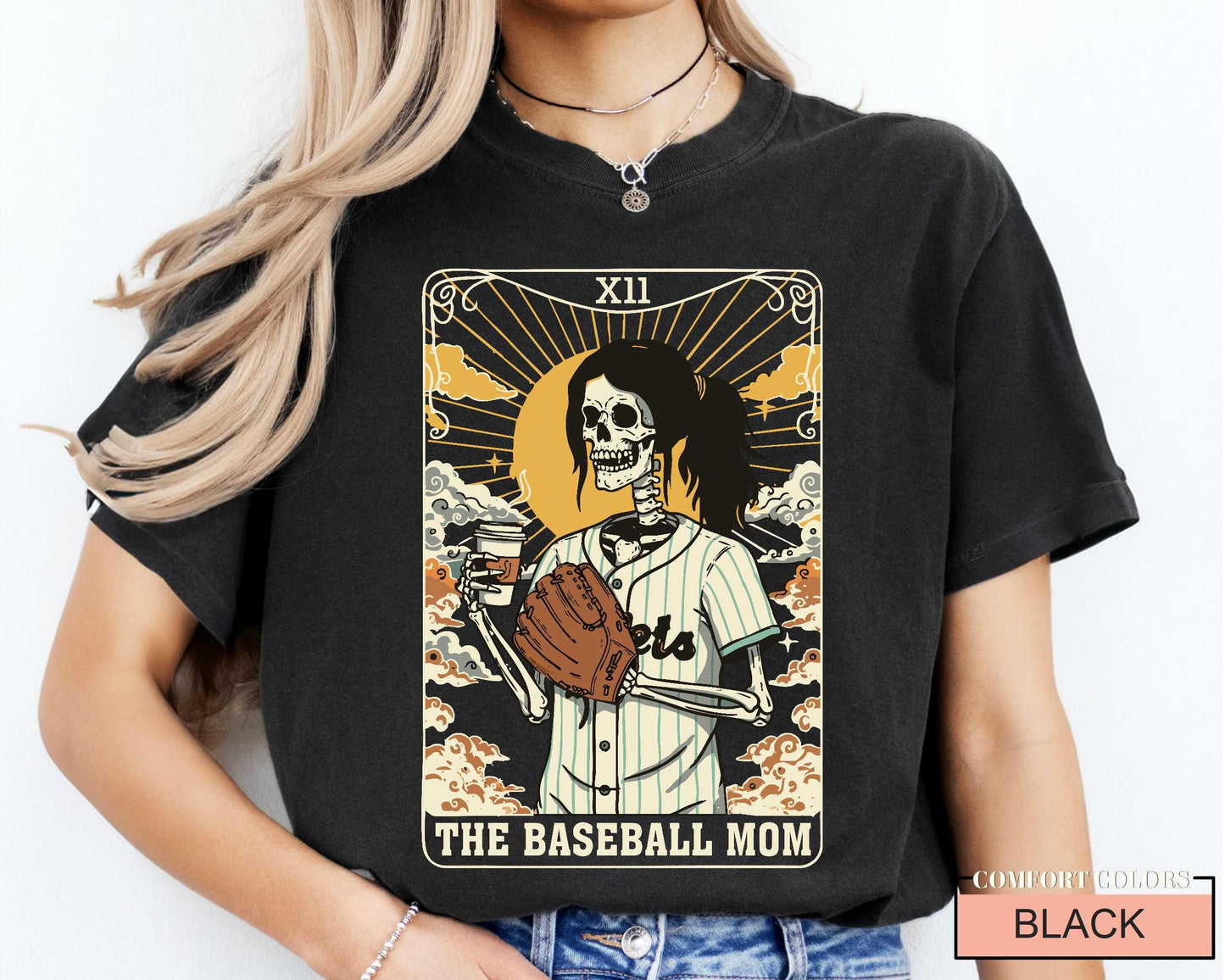 Skeleton Baseball Mom Shirt: Funny Coffee Lover Mama Outfit