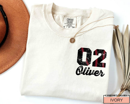 Custom Baseball Number Comfort Colors Shirt, School Spirit Team Tee