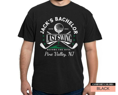 Custom Golf Bachelor Party Shirt: Last Swing Groom Tee