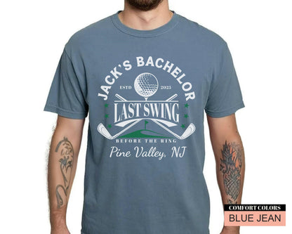 Custom Golf Bachelor Party Shirt: Last Swing Groom Tee