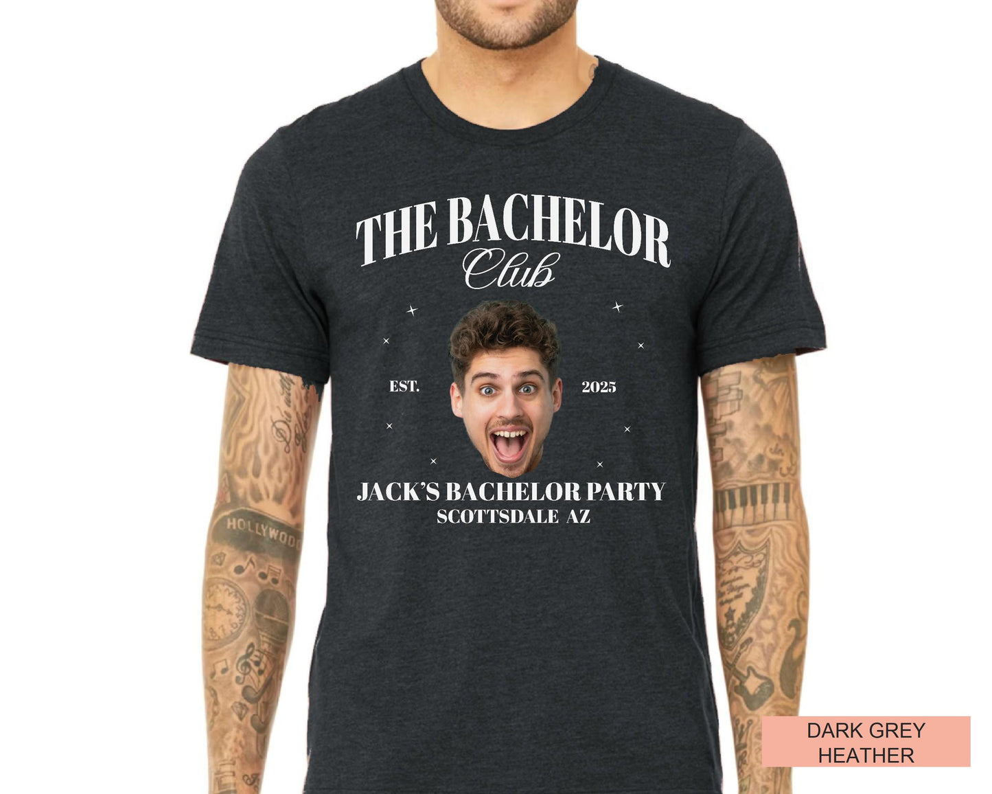 Personalized Bachelor Party Shirt with Groom Photo: Custom Comfort Colors Tee