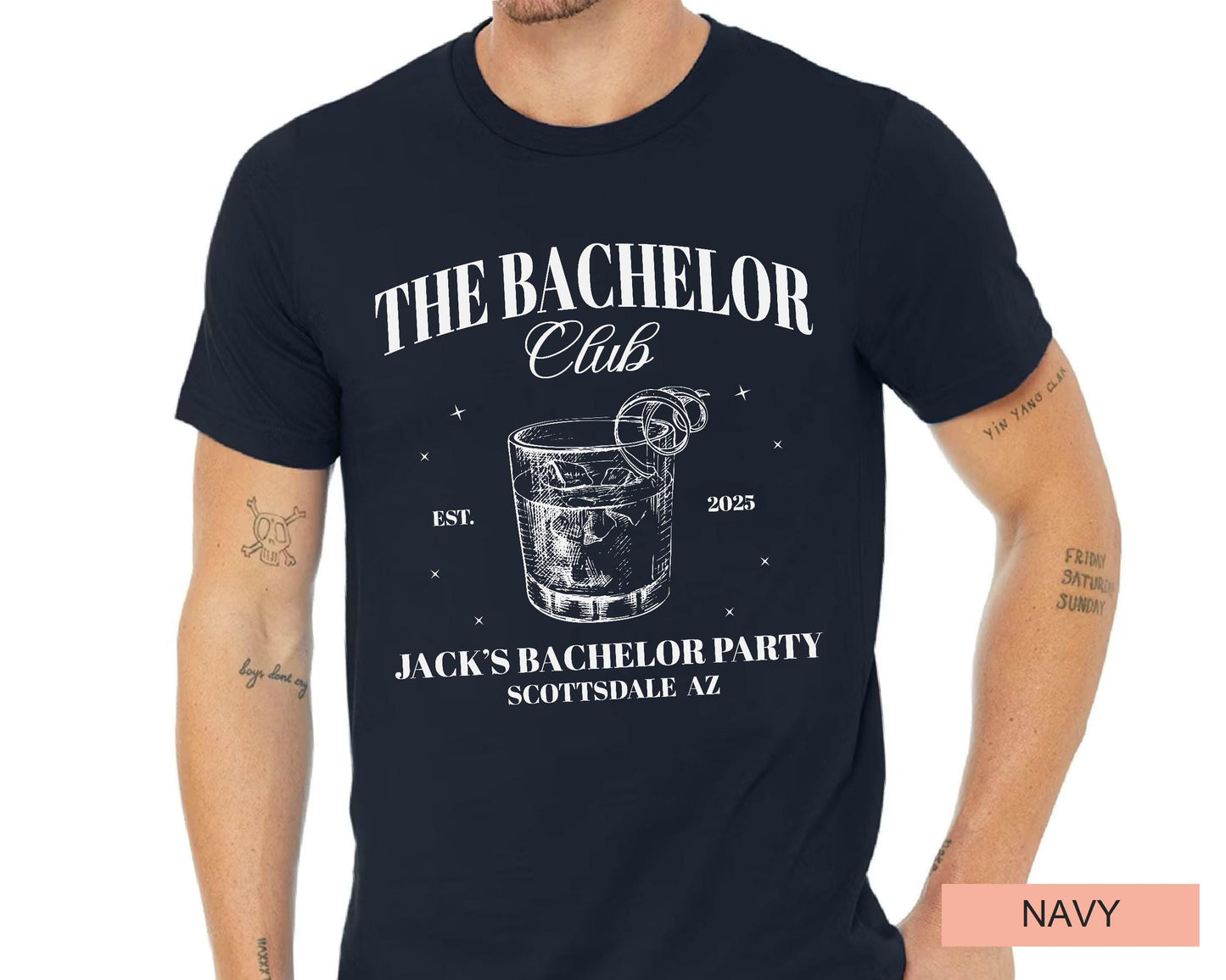 Custom Bachelor Club Shirt : Personalized Groom's Name Location and Year