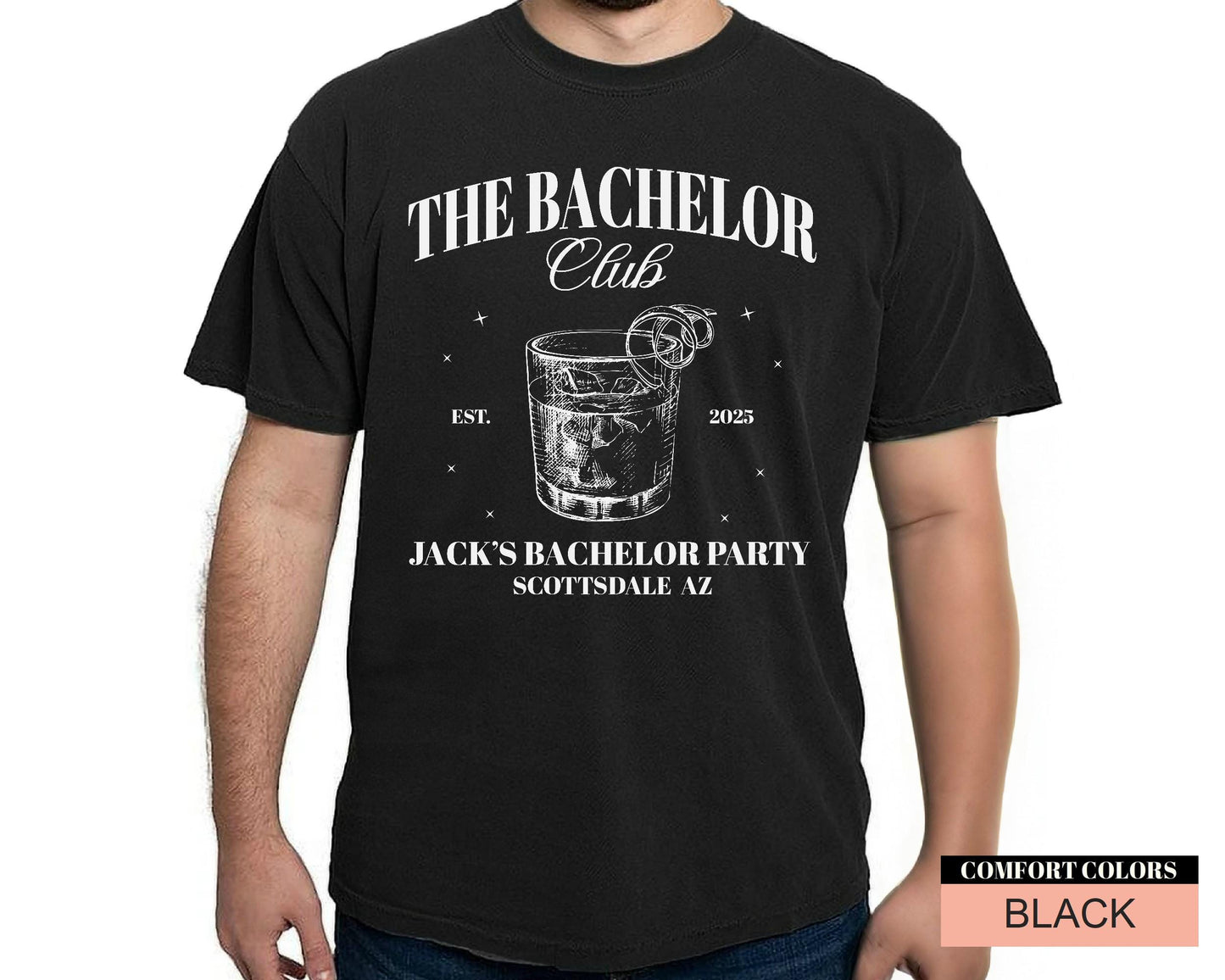 Custom Bachelor Club Shirt : Personalized Groom's Name Location and Year