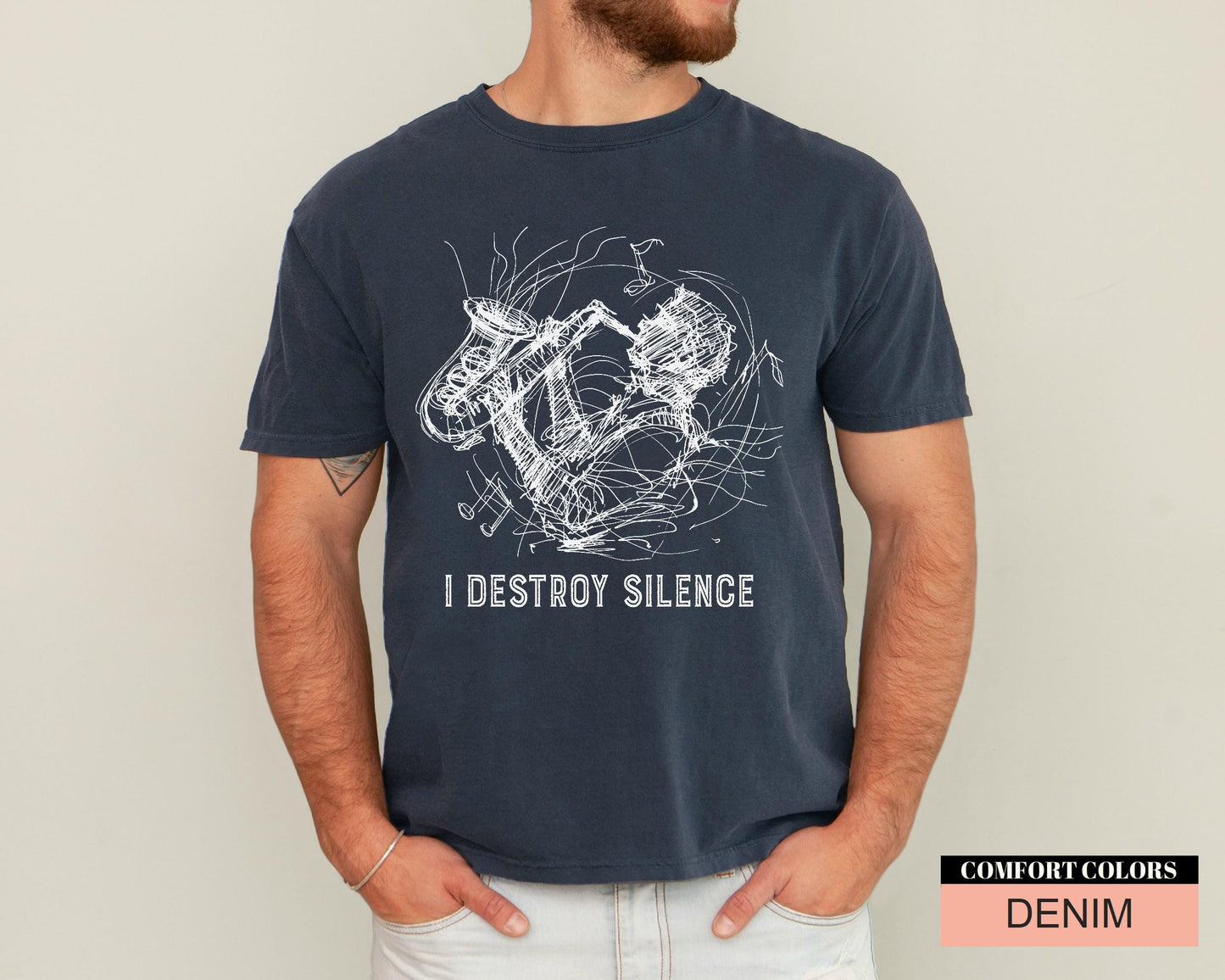 Funny Saxophone Player T-Shirt, I Destroy Silence, Brass Band