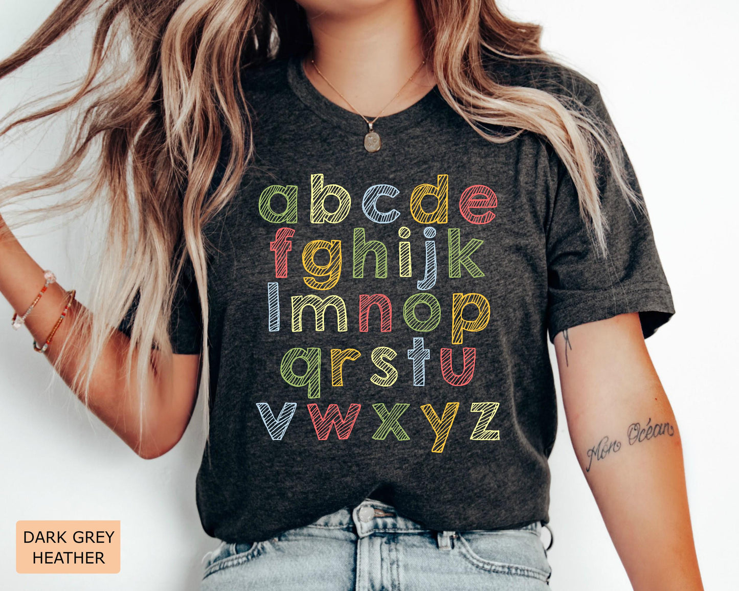 ABC Alphabet Shirt, Kindergarten Teacher Shirt, Preschool Teacher Shirt, Alphabet Shirt for Teachers, Back To School, Elementary Teacher