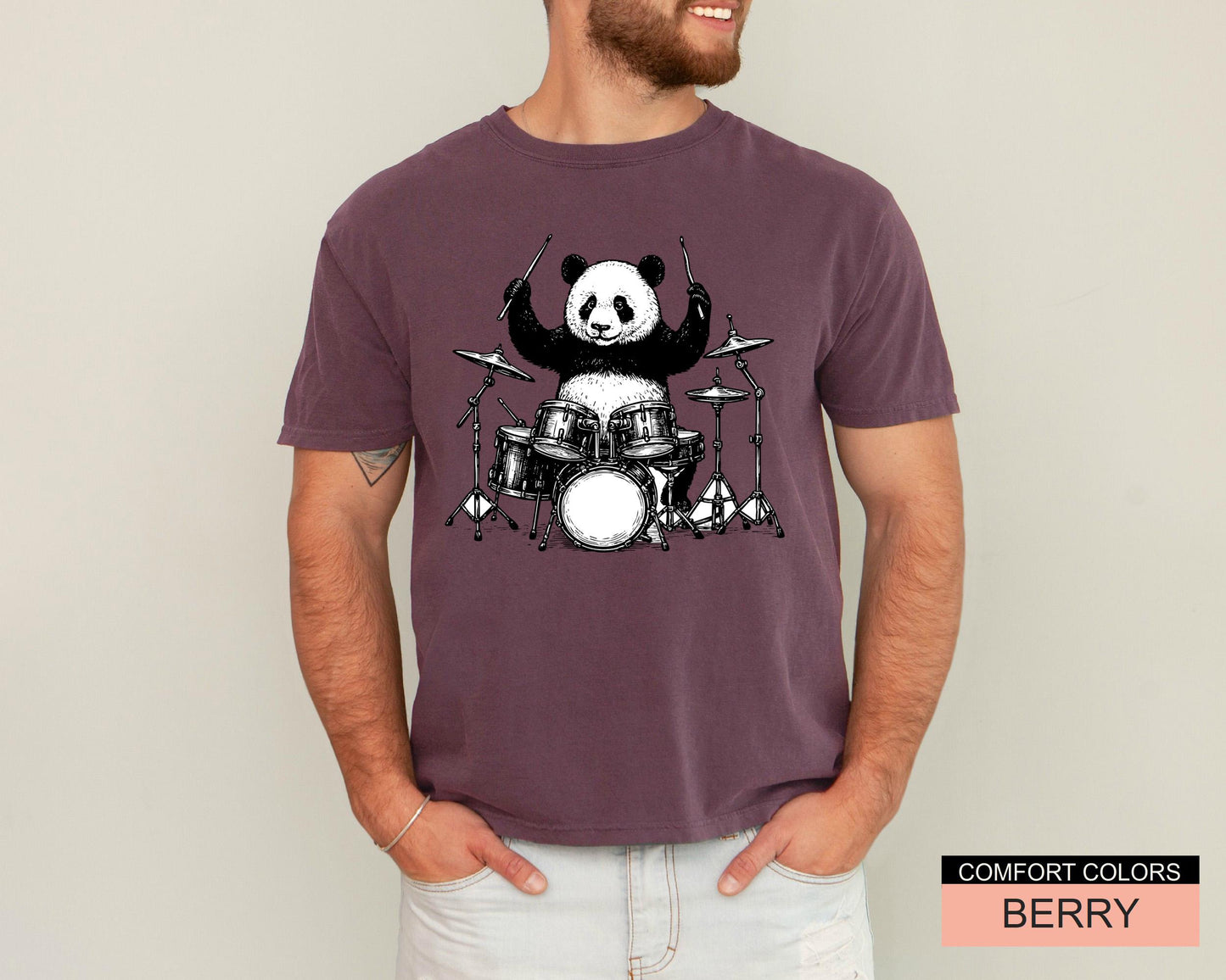 Panda Drummer T-Shirt: Funny Music Lover Gift
