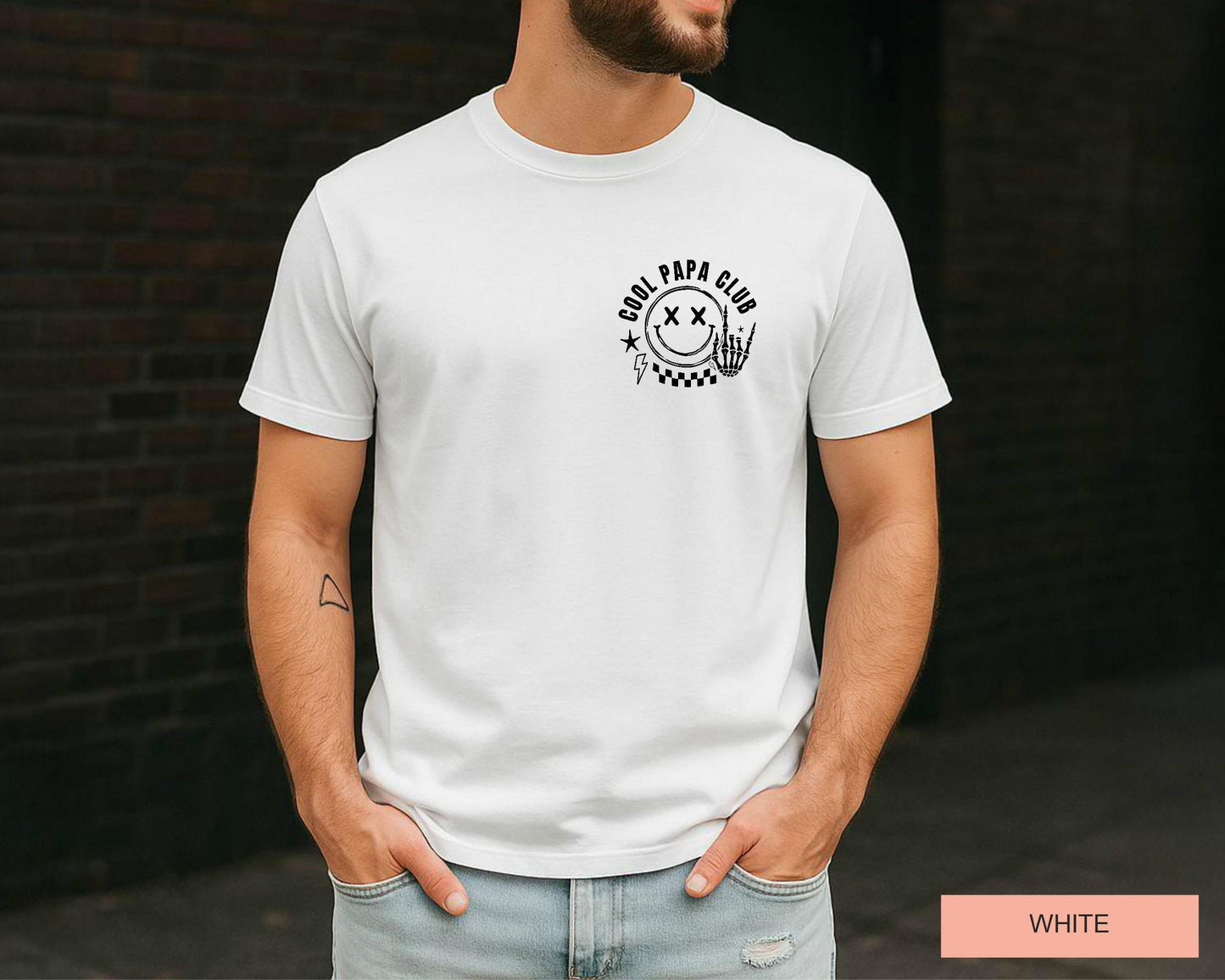 Cool Papa Club Shirt, Funny Dad Shirt for Papa, Cool Grandpa Shirt, Skeleton Rock Shirt for Dad, Punk Rock Dad Shirt, Baby Announcement