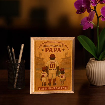 Personalized Baseball Dad Wood Frame, Father's Day Gift