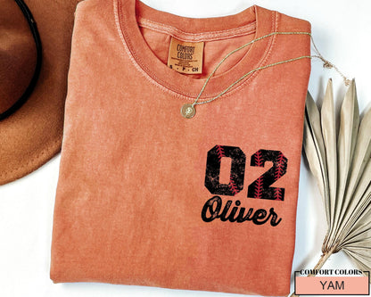 Custom Baseball Number Comfort Colors Shirt, School Spirit Team Tee