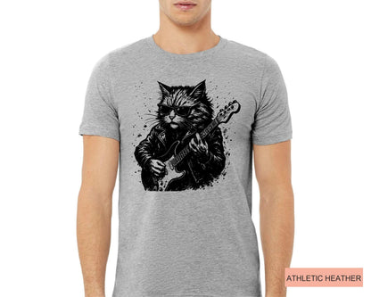 Rocker Cat Guitar Player T-Shirt, Music Lover Gift