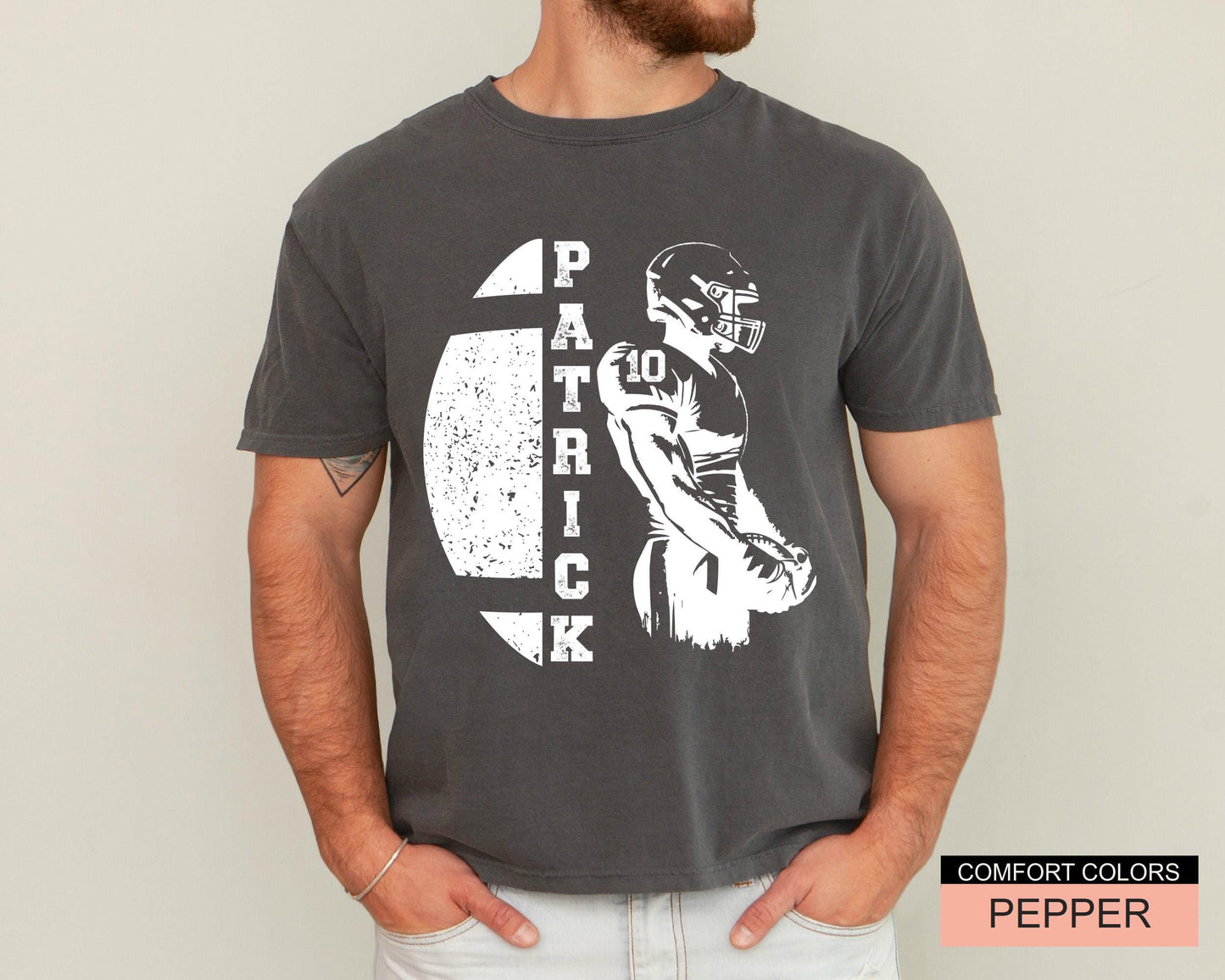 Personalized Football Player T-Shirt: Custom Name, Fan Apparel