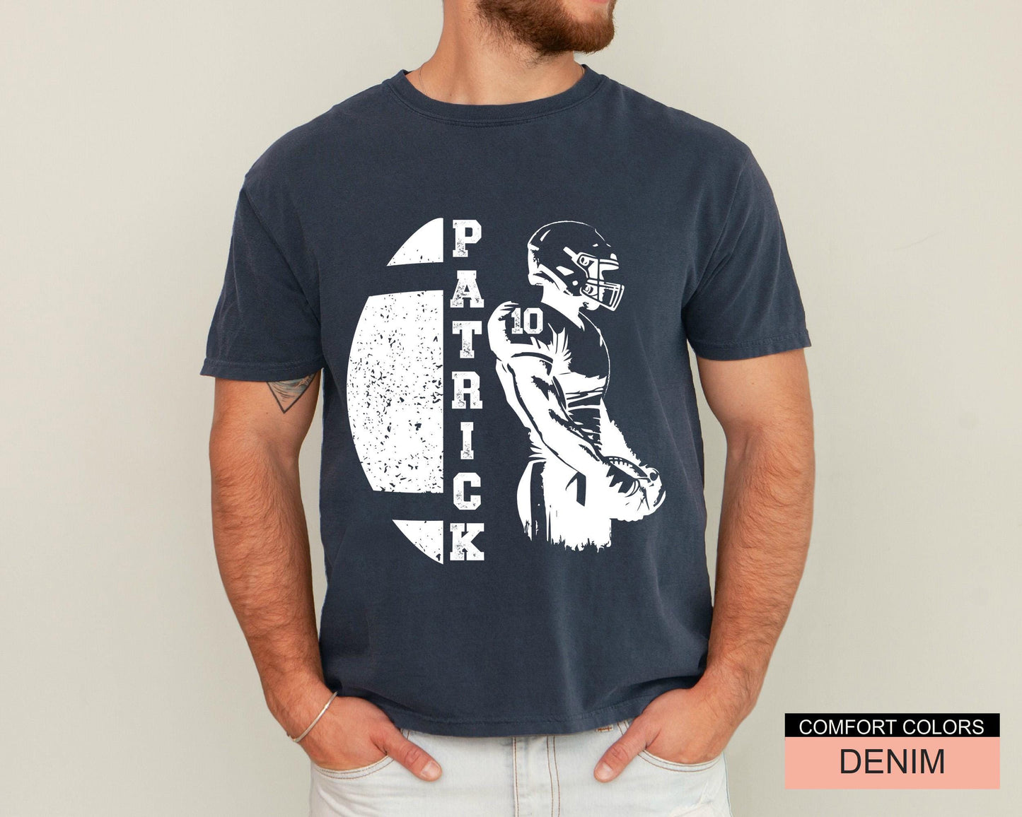 Personalized Football Player T-Shirt: Custom Name, Fan Apparel