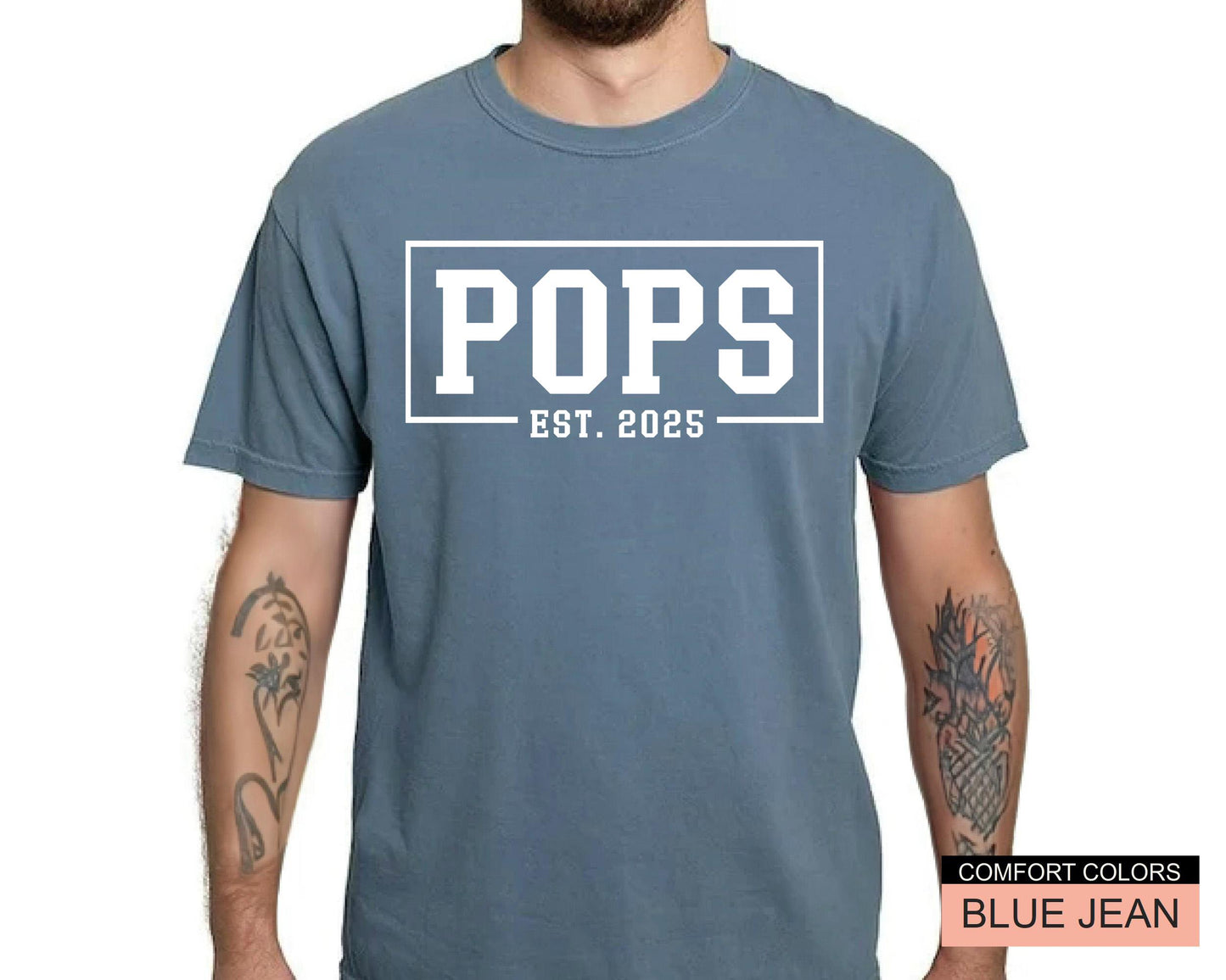Pops Est. 2025 T-Shirt: New Grandpa Gift, Baby Announcement