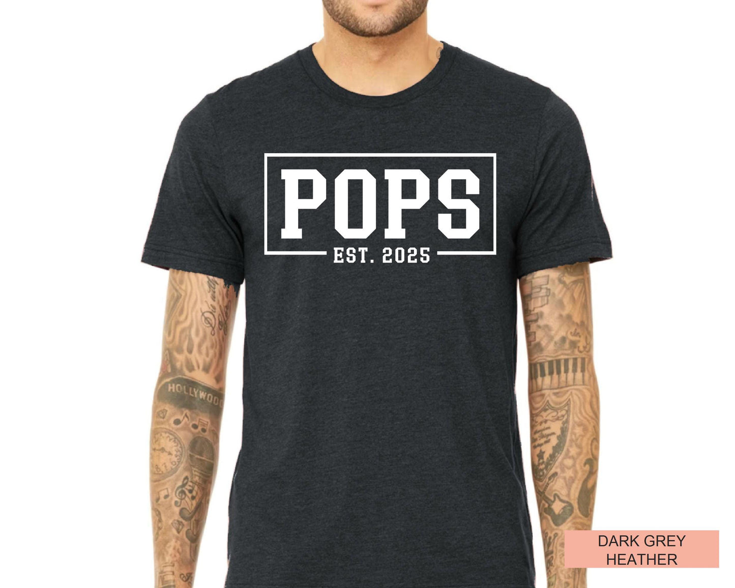 Pops Est. 2025 T-Shirt: New Grandpa Gift, Baby Announcement