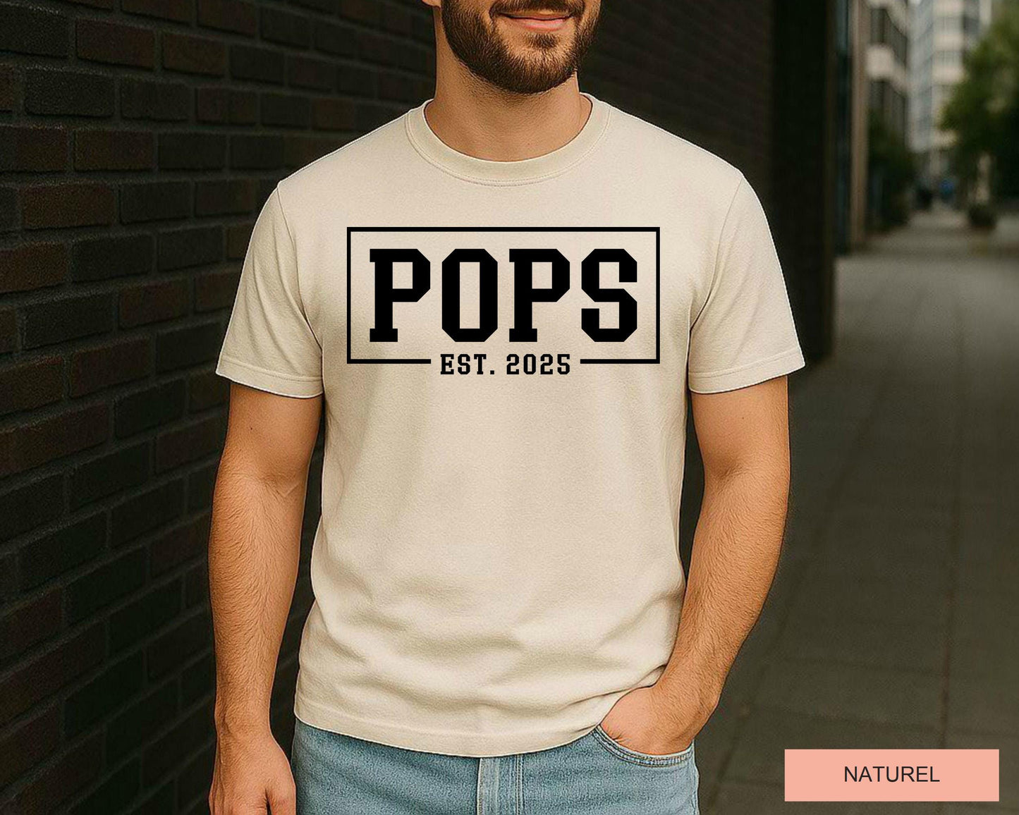 Pops Est. 2025 T-Shirt: New Grandpa Gift, Baby Announcement