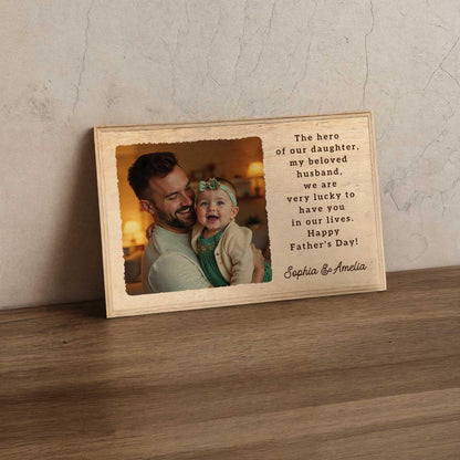 Personalized Dad and Daughter Photo Wooden Frame, Father's Day Gift