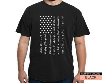 Pledge of Allegiance USA Flag Shirt, Patriotic Fourth of July Tee