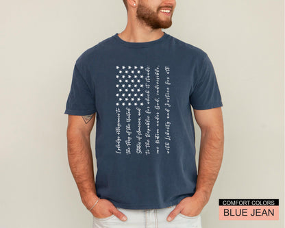 Pledge of Allegiance USA Flag Shirt, Patriotic Fourth of July Tee