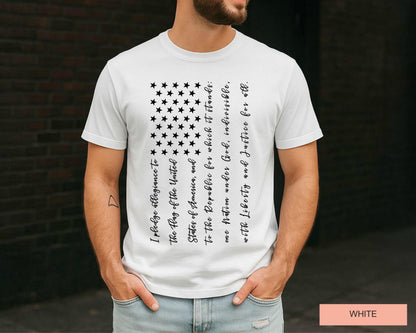 Pledge of Allegiance USA Flag Shirt, Patriotic Fourth of July Tee