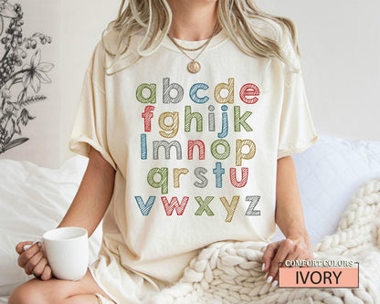 ABC Alphabet Shirt, Kindergarten Teacher Shirt, Preschool Teacher Shirt, Alphabet Shirt for Teachers, Back To School, Elementary Teacher